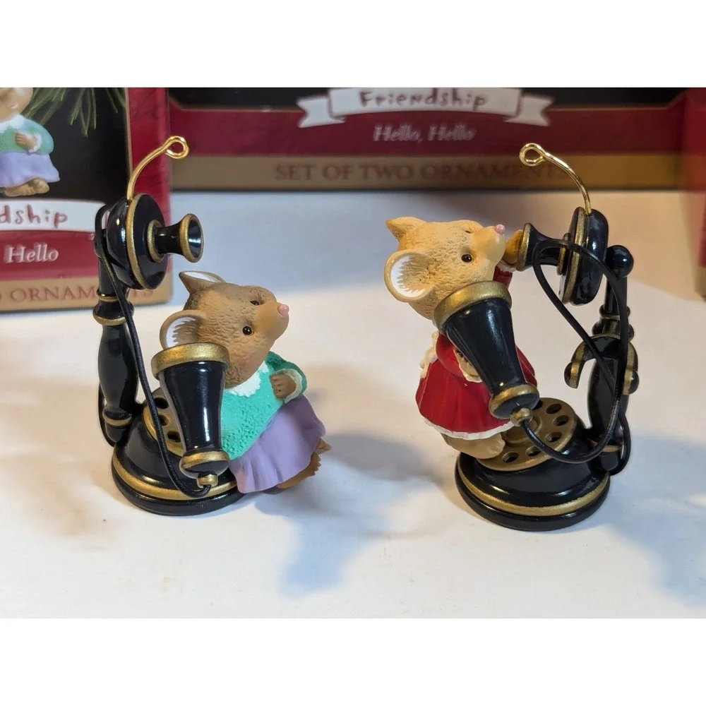 Hallmark Ornament Christmas Friendship Hello Hello 1999 Holiday Set of 2